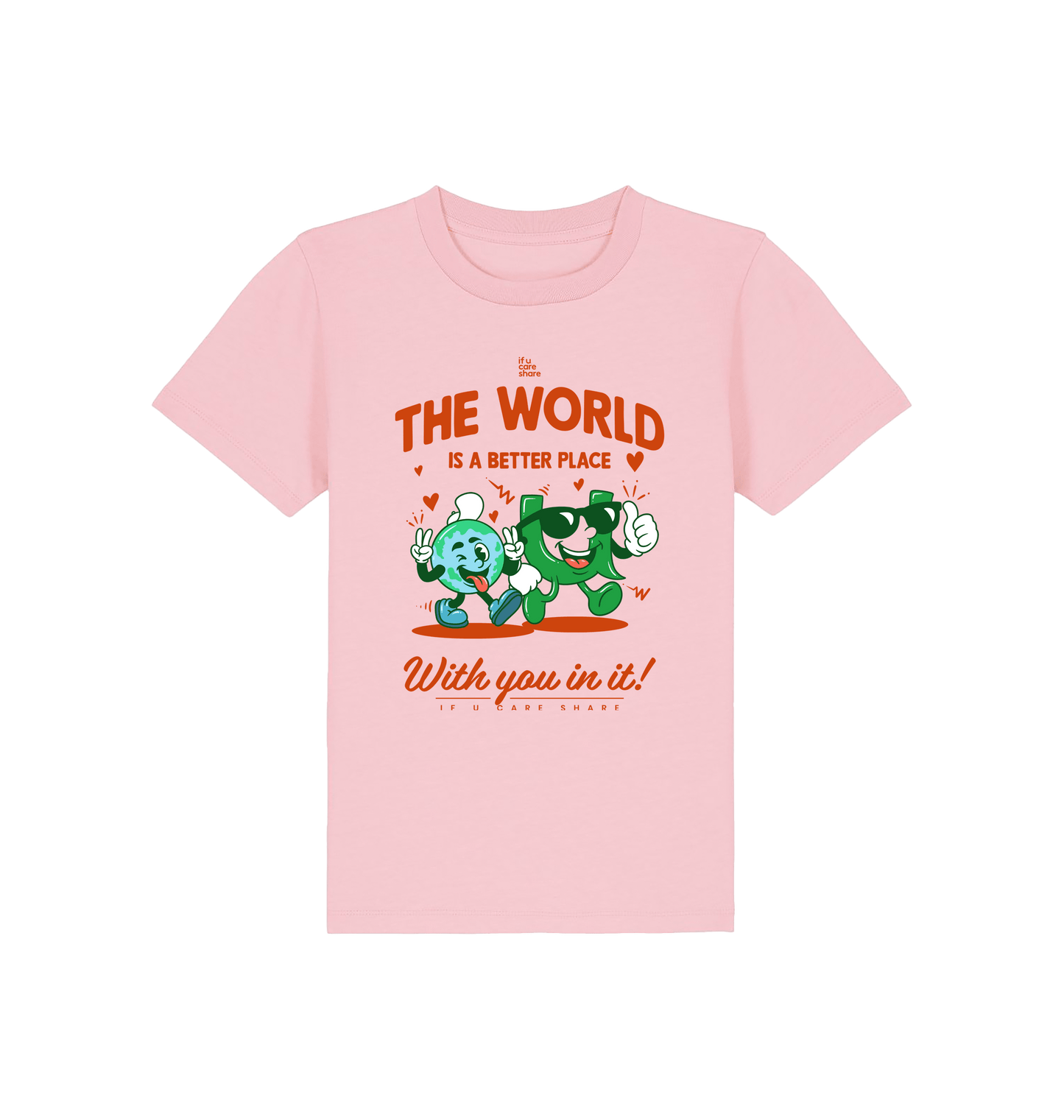 Cotton Pink Printed Kids T-Shirt Front
