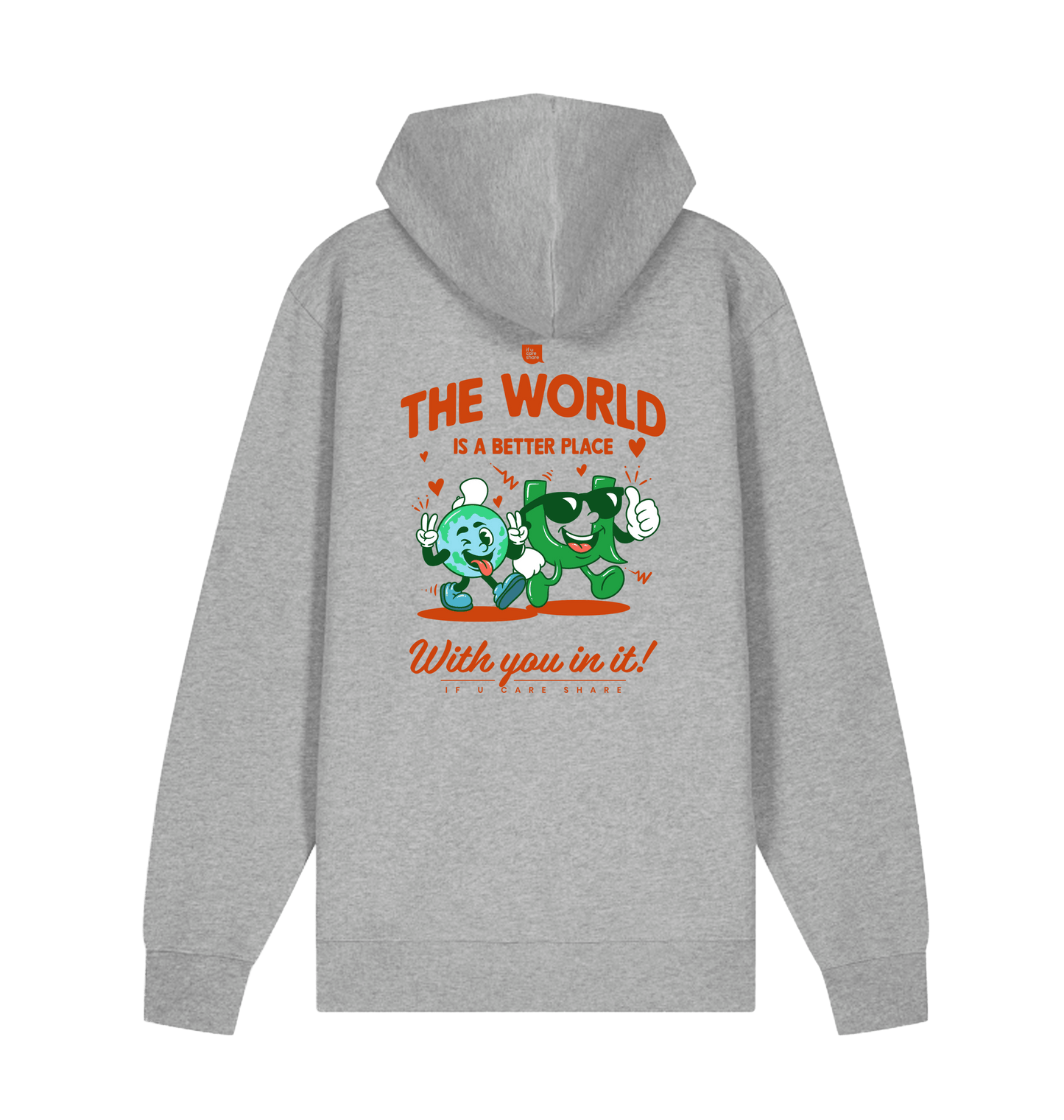 Heather Grey Printed Hoody Back
