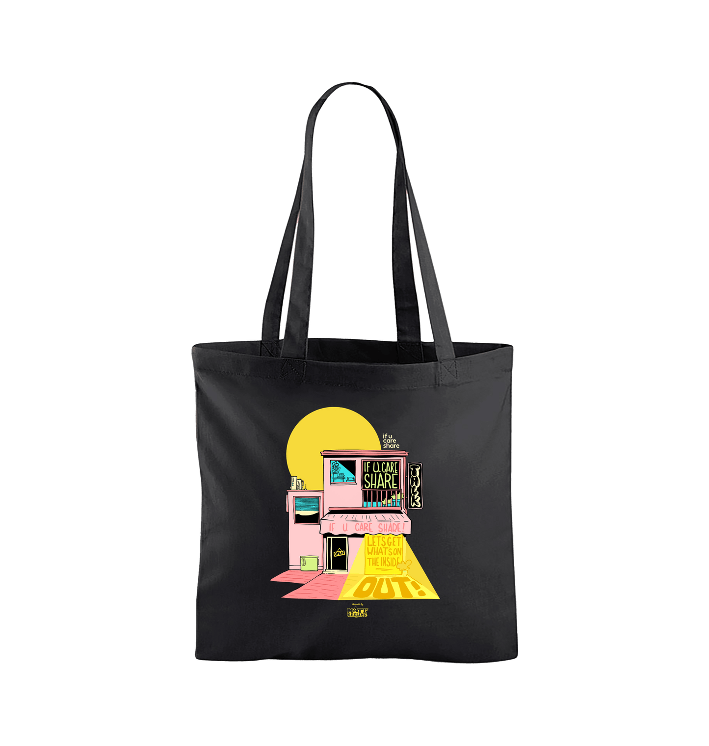 Black Printed Bag Front
