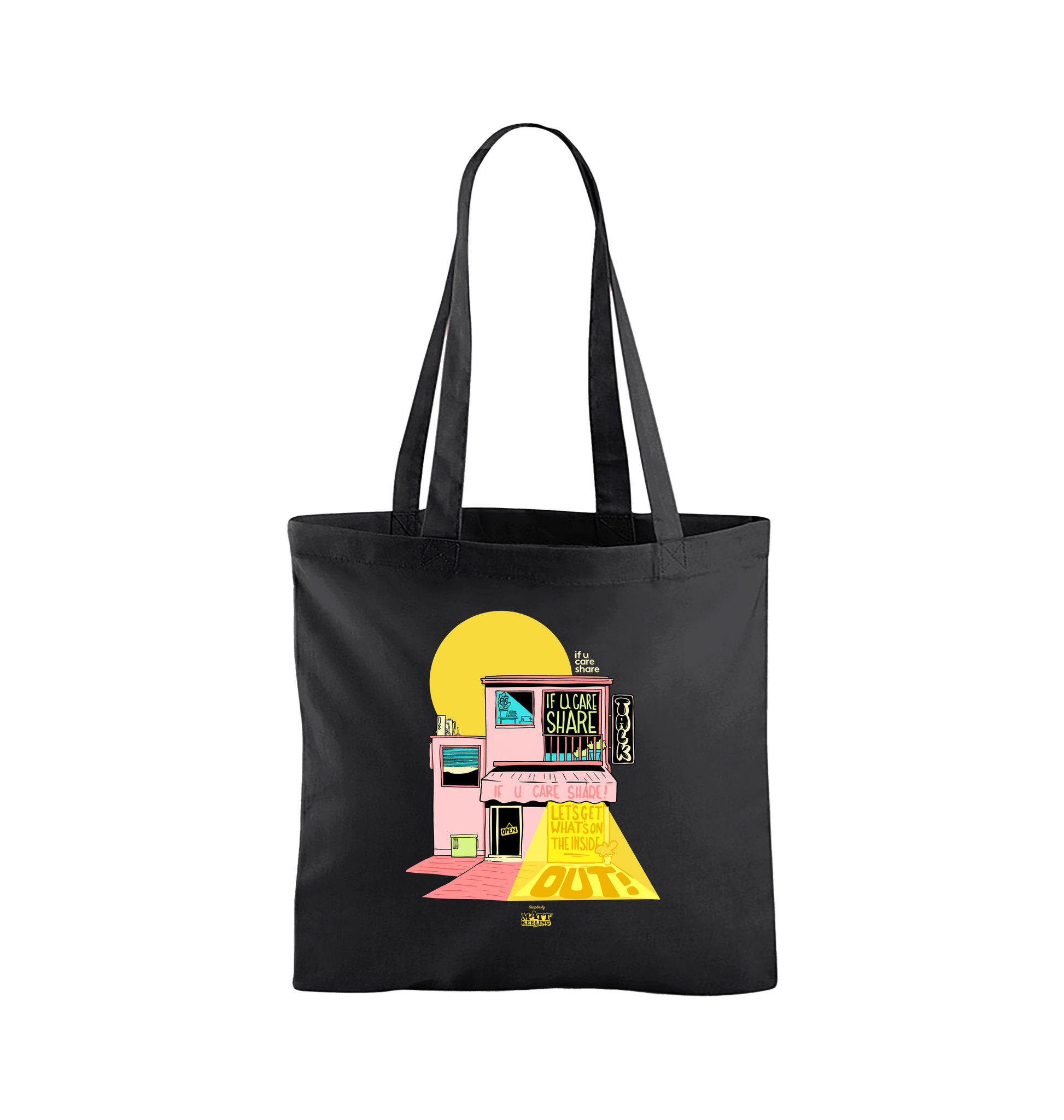 Black Printed Bag Front