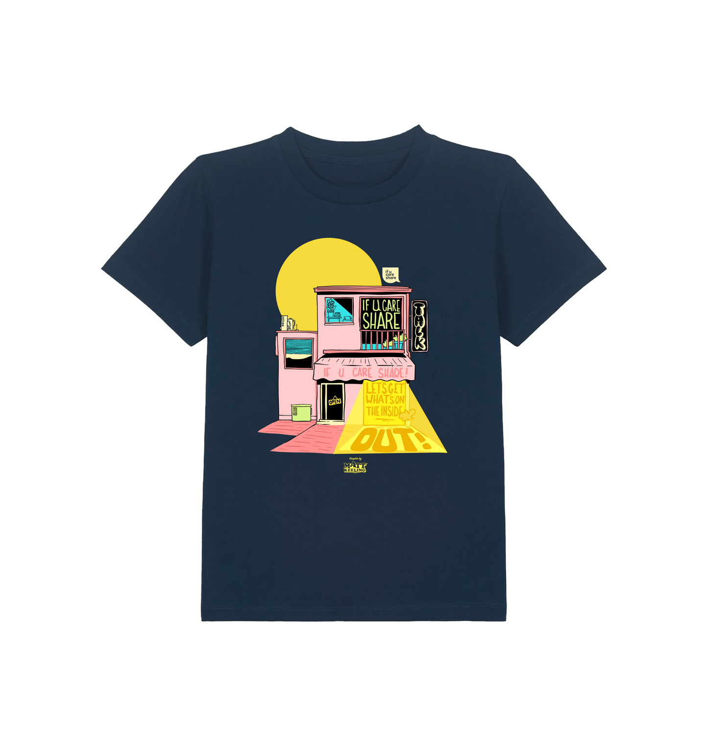 French Navy Printed Kids T-Shirt Front