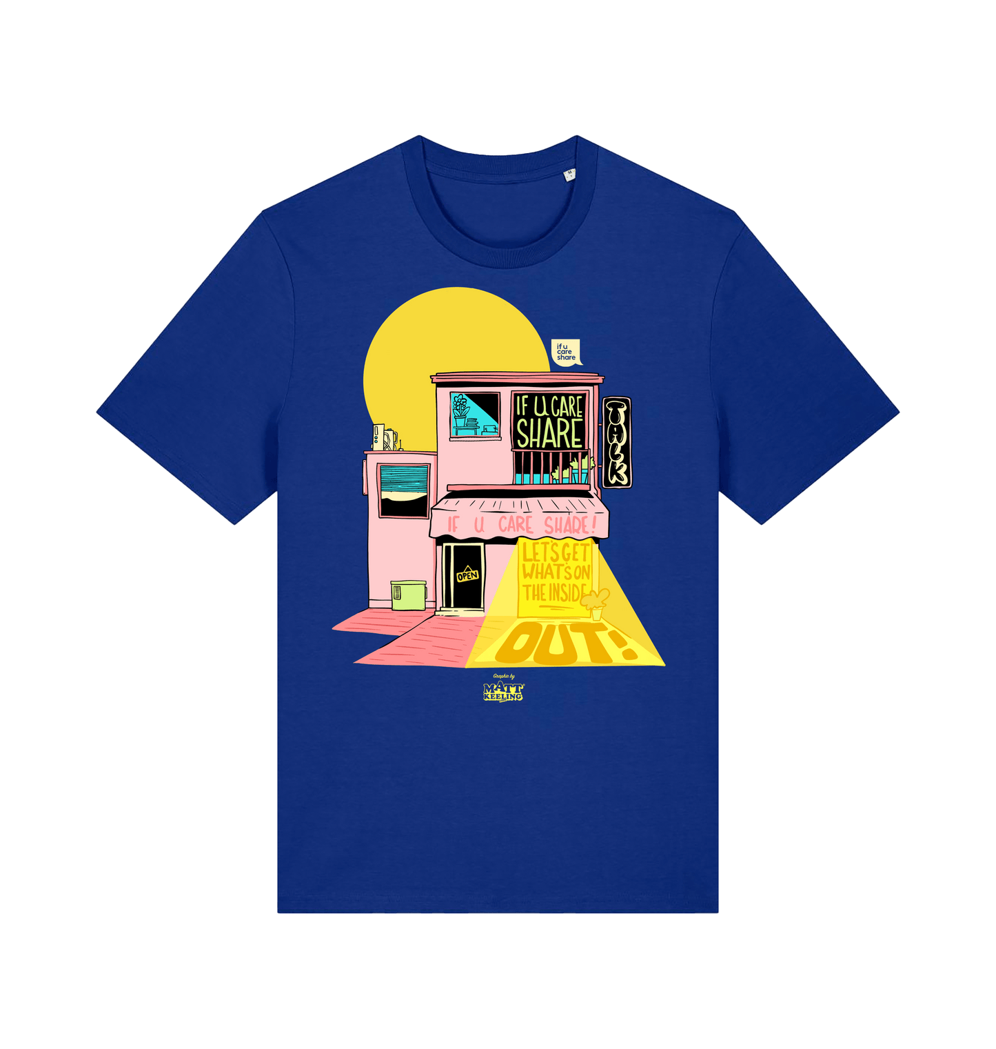 Worker Blue Printed T-shirt Front