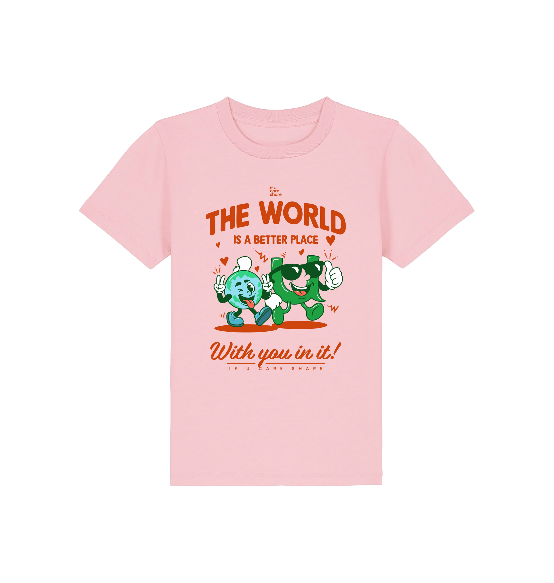 Cotton Pink Printed Kids T-Shirt Front