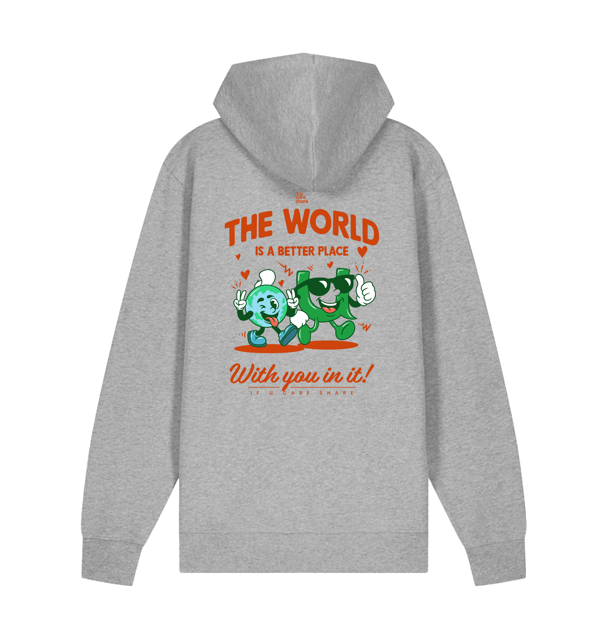 Heather Grey Printed Hoody Back