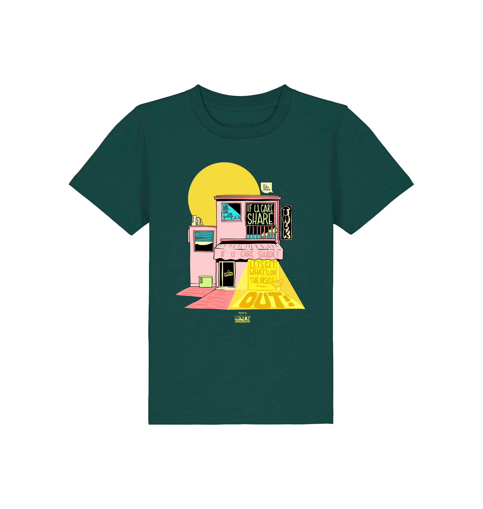 Glazed Green Printed Kids T-Shirt Front