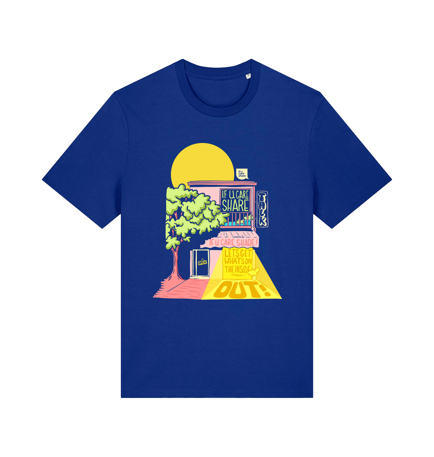 Worker Blue Printed T-shirt Front
