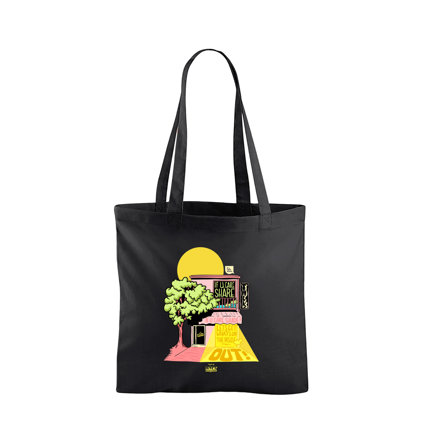 Black Printed Bag Front