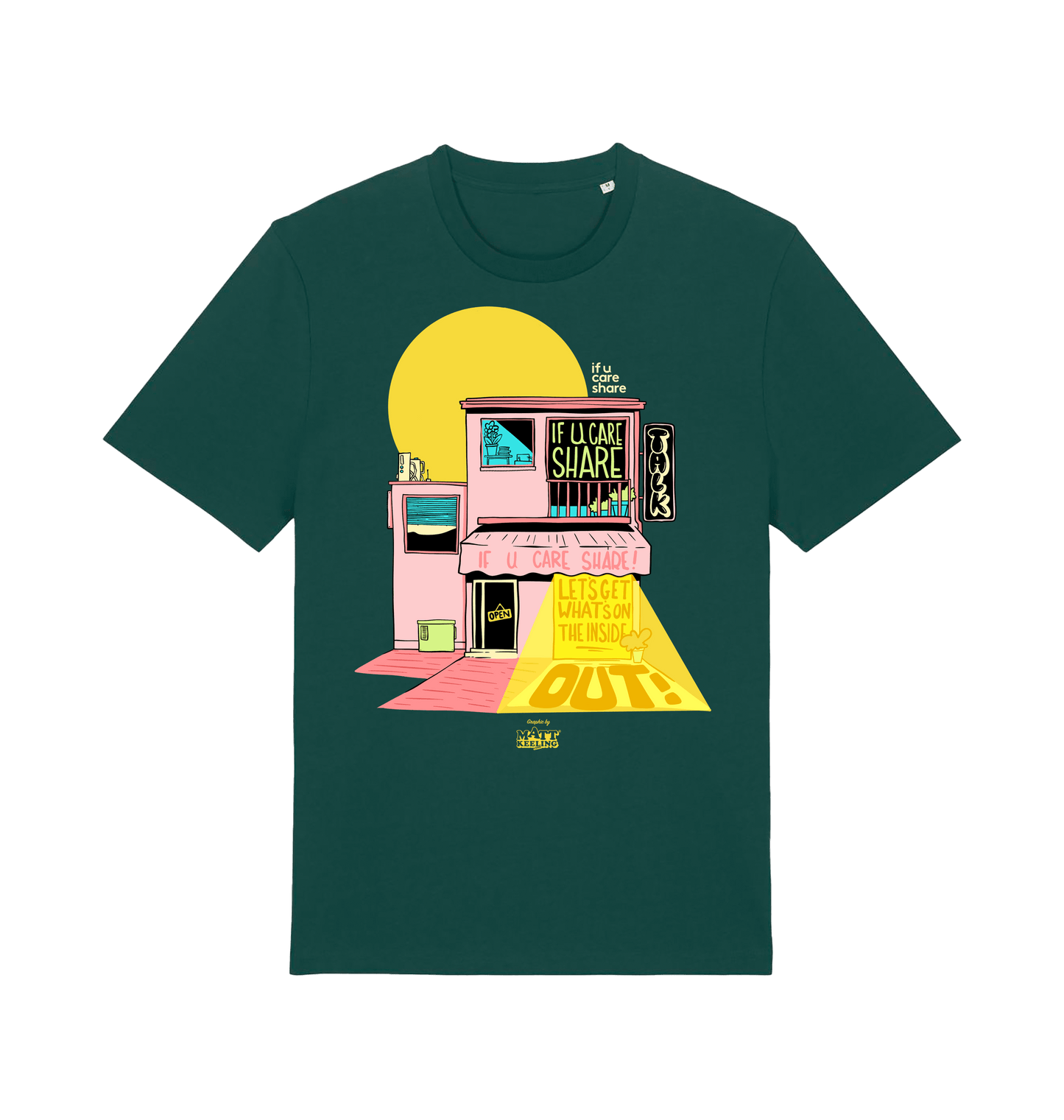 Glazed Green Printed T-shirt Front