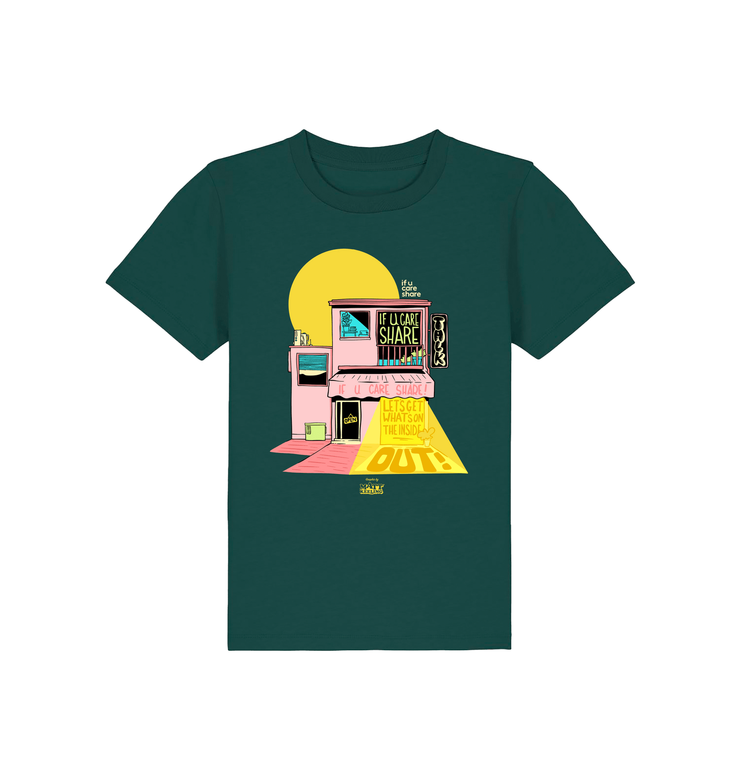 Glazed Green Printed Kids T-Shirt Front