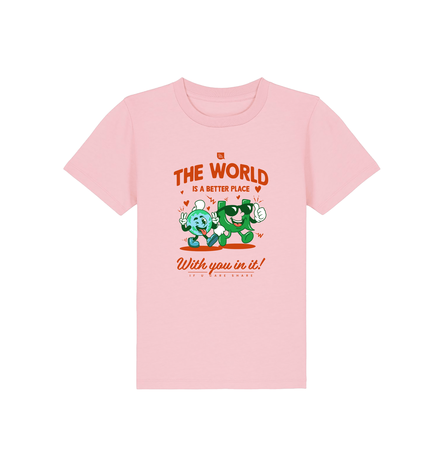 Cotton Pink Printed Kids T-Shirt Front