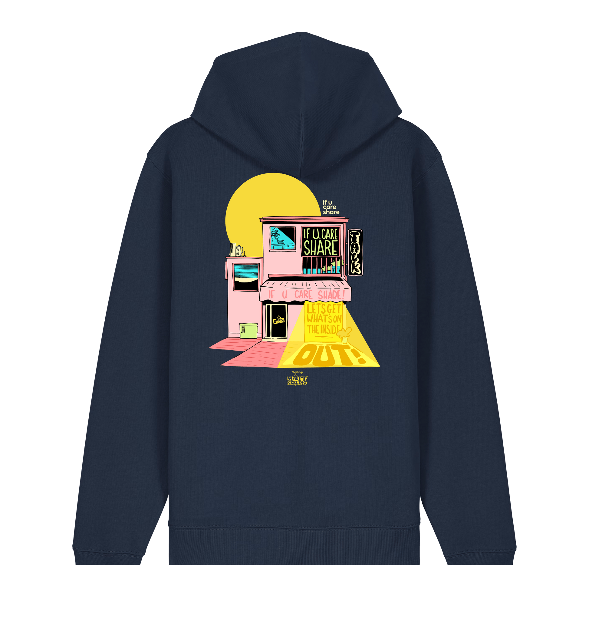 French Navy Printed Hoody Back