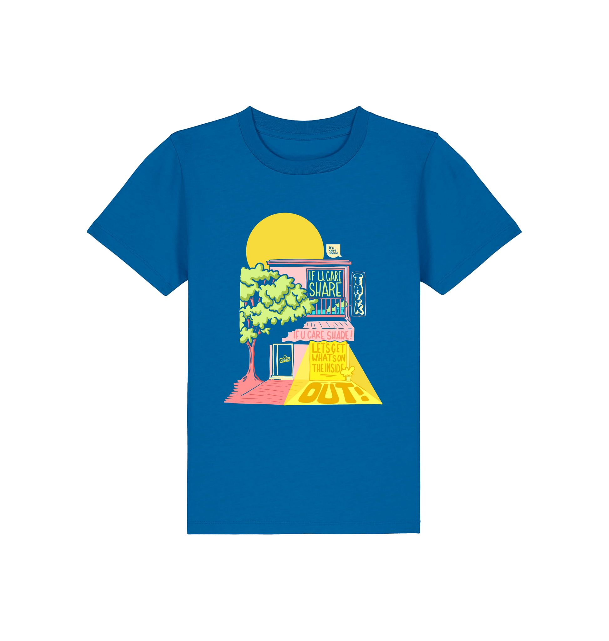 Royal Blue Printed Kids T-Shirt Front