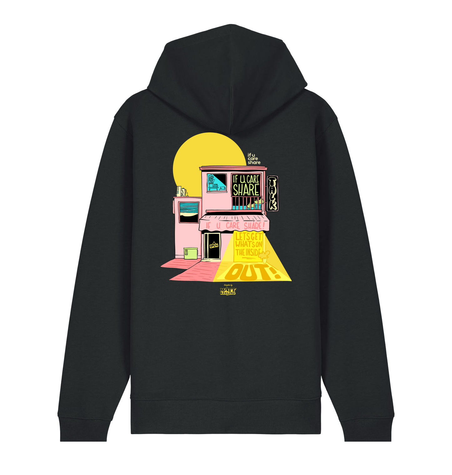 Black Printed Hoody Back