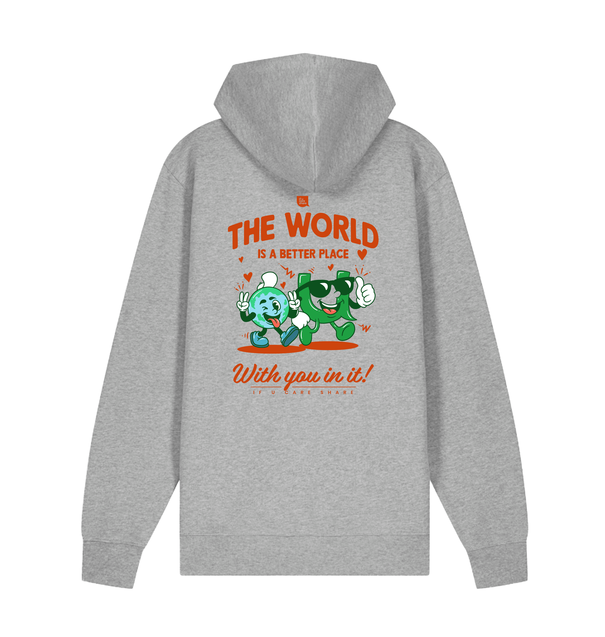 Heather Grey Printed Hoody Back