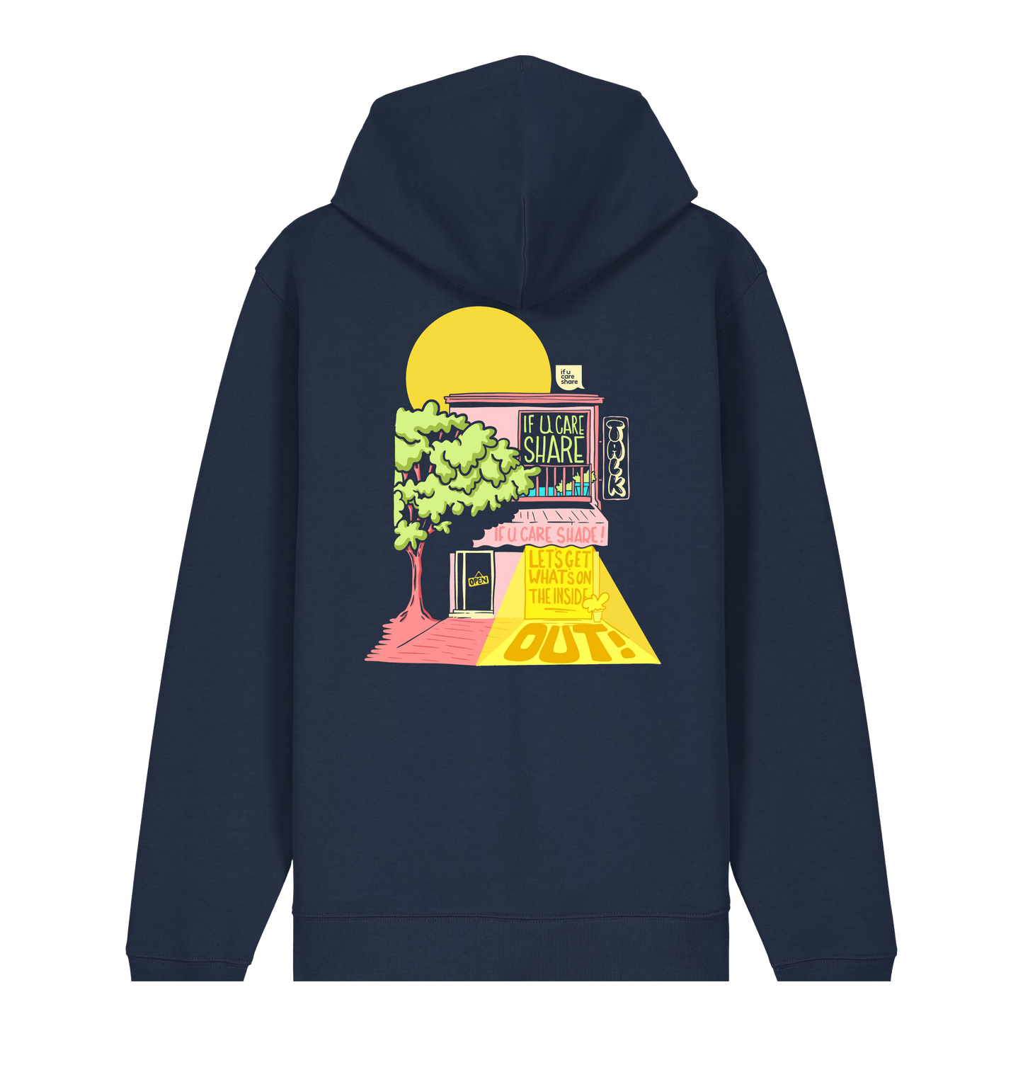 French Navy Printed Hoody Back