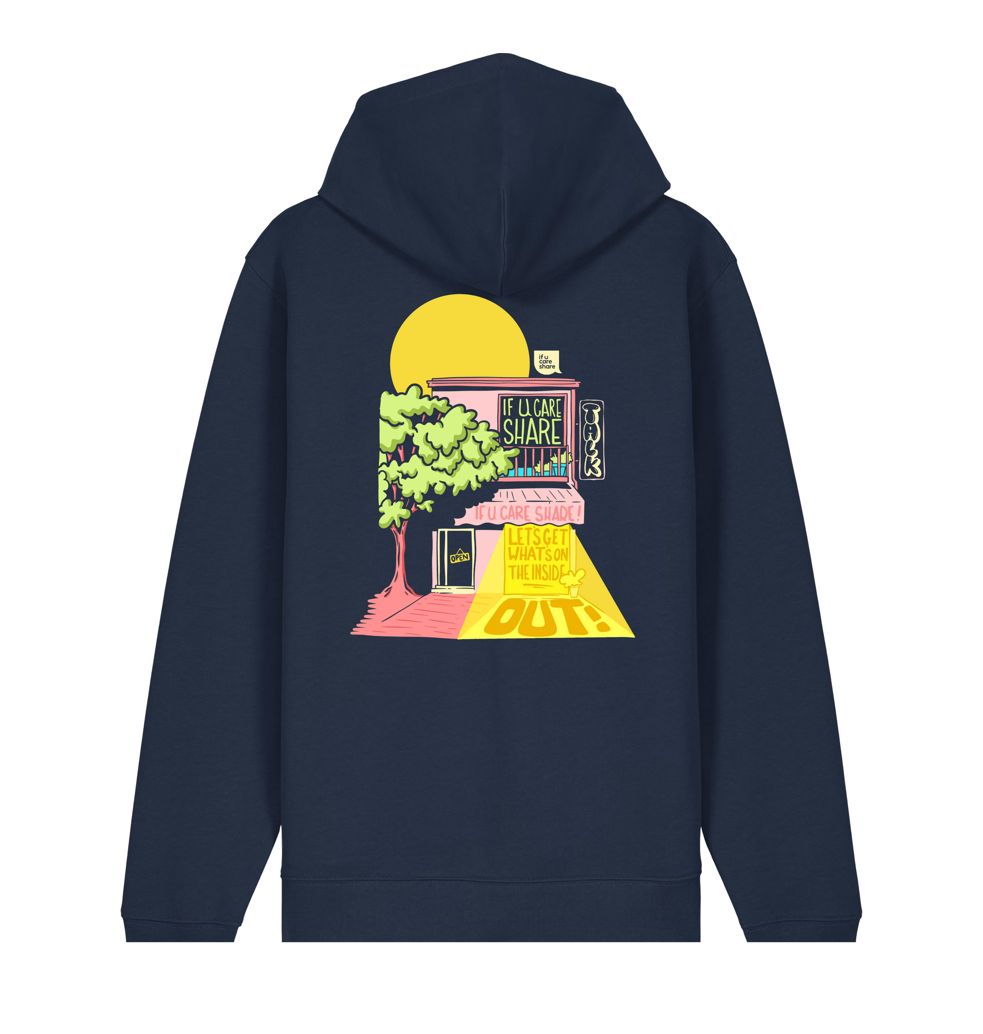 French Navy Printed Hoody Back