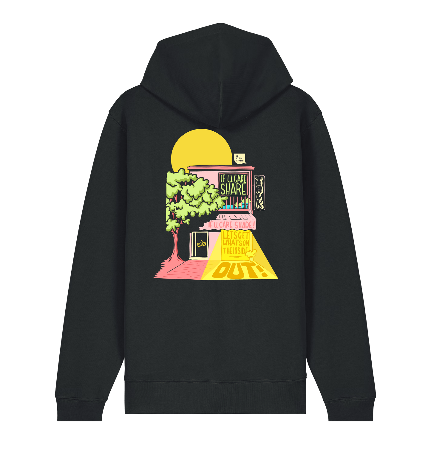 Black Printed Hoody Back
