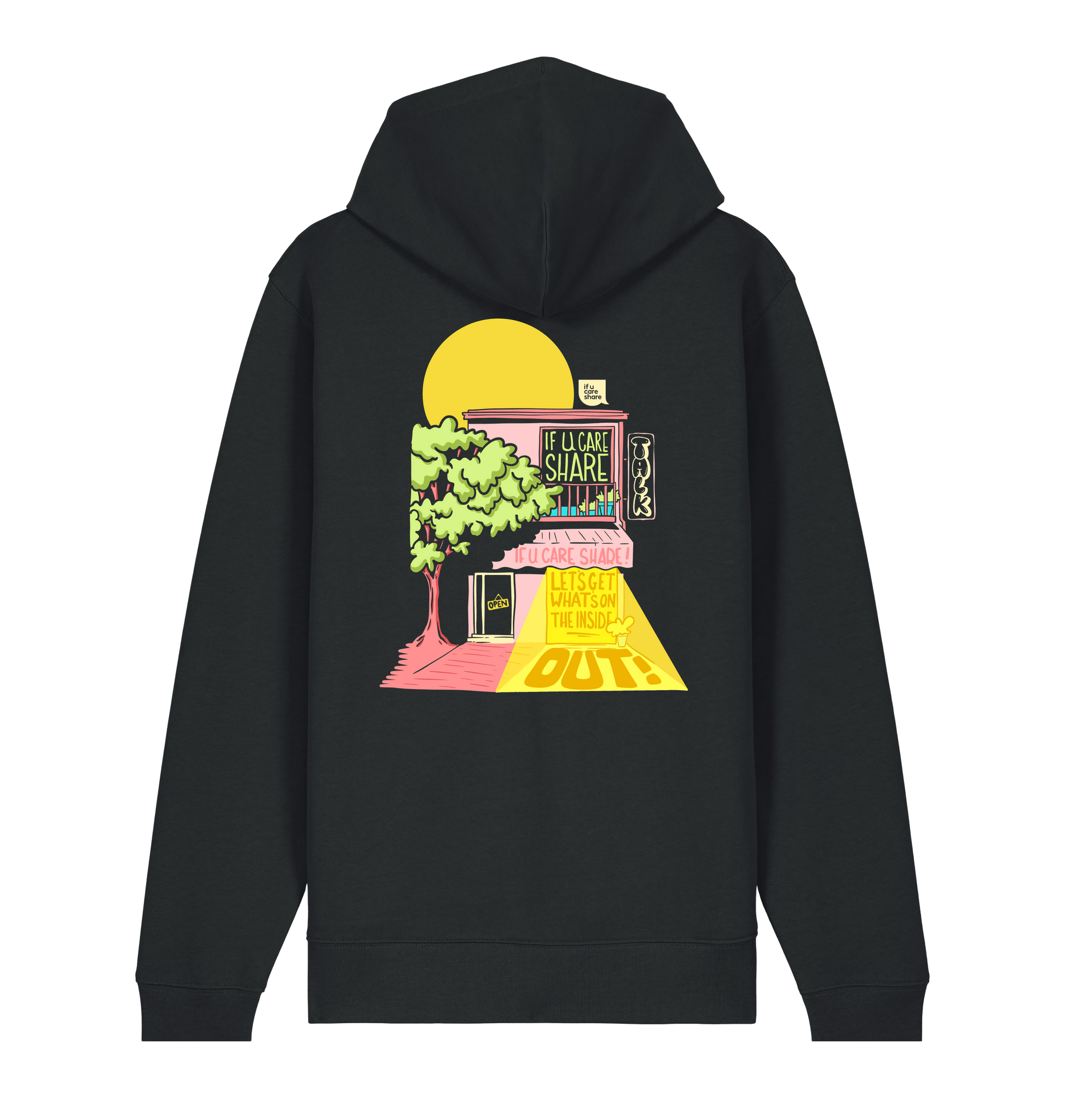 Black Printed Hoody Back