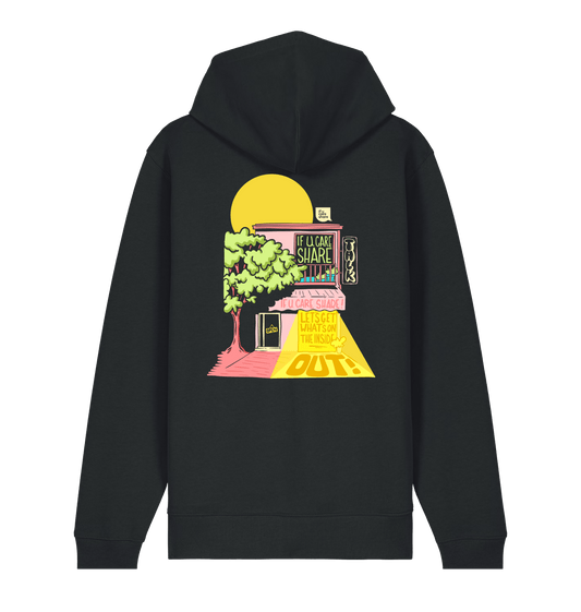 Black Printed Hoody Back