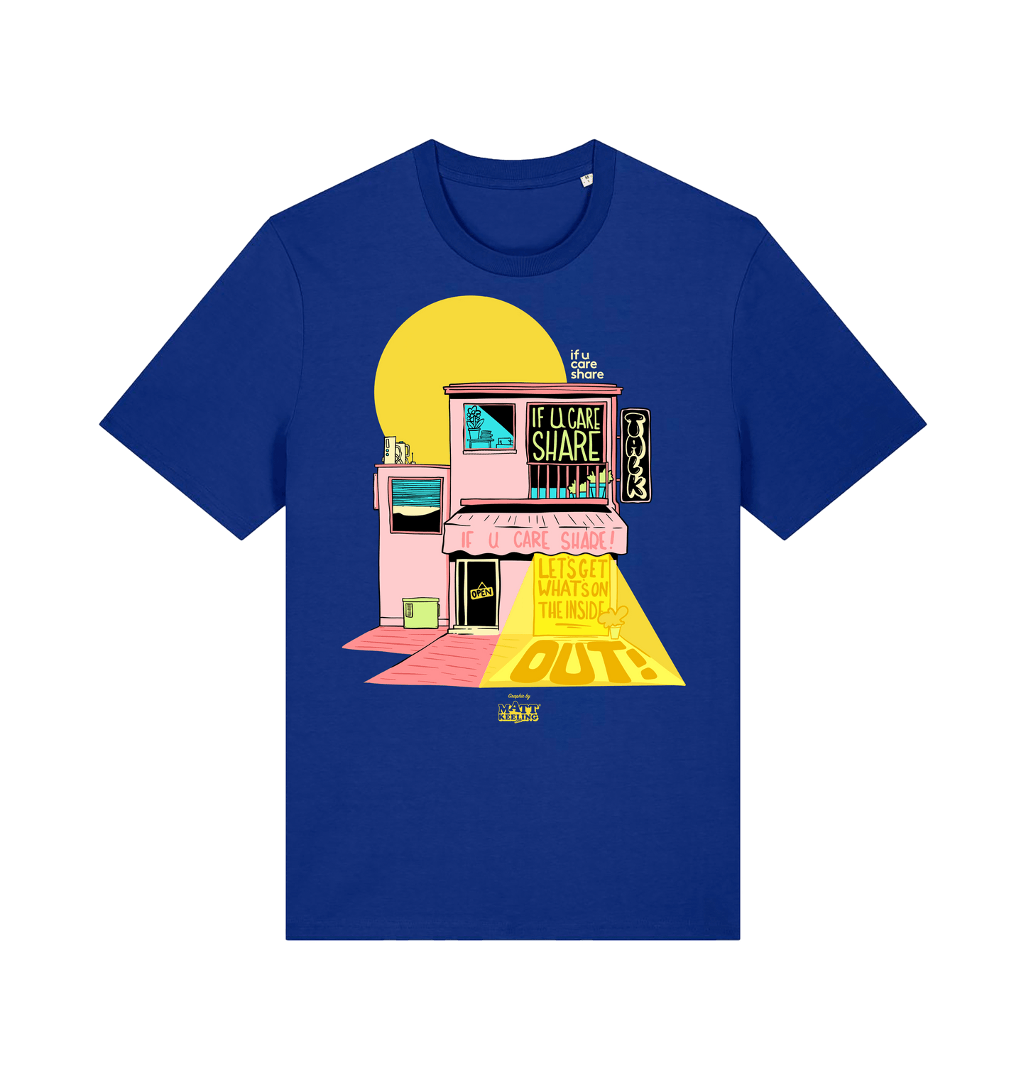 Worker Blue Printed T-shirt Front