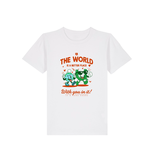 White Printed Kids T-Shirt Front